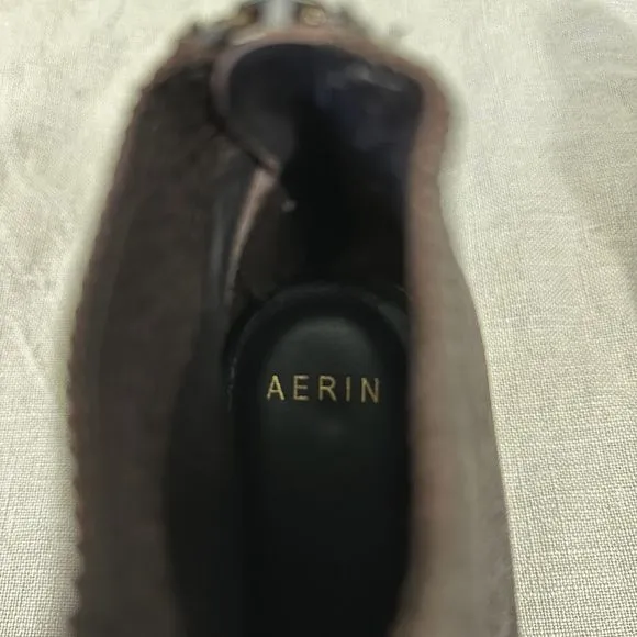AERIN Shorebold Wedge Ankle Boots Booties in Brown Suede Zip Up