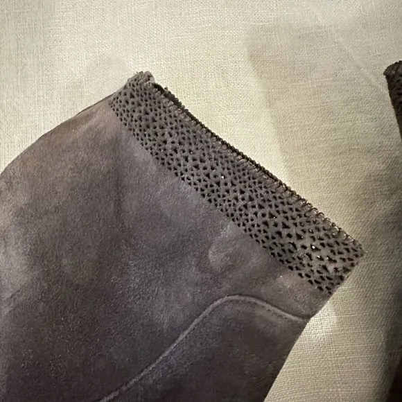 AERIN Shorebold Wedge Ankle Boots Booties in Brown Suede Zip Up