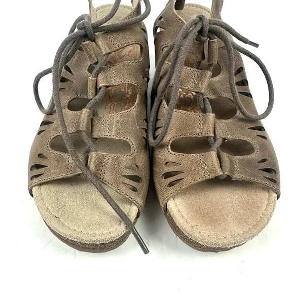 Aetrex Giselle Sandals 7.5 Brown Leather Wedge Shoes Womens EU 38