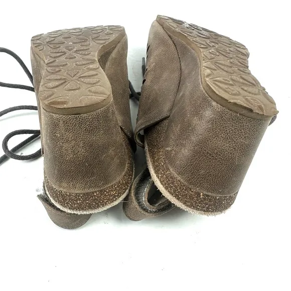 Aetrex Giselle Sandals 7.5 Brown Leather Wedge Shoes Womens EU 38