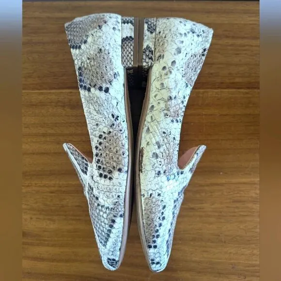 AGL Embossed Venetian Snakeskin Leather Flats 6/36 Rock Glam Boho Preppy Chic