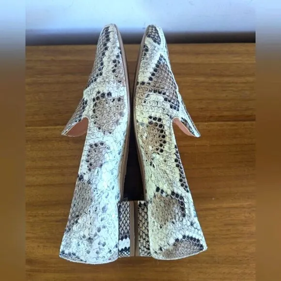 AGL Embossed Venetian Snakeskin Leather Flats 6/36 Rock Glam Boho Preppy Chic