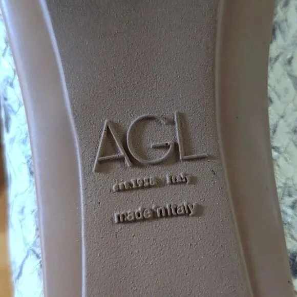 AGL Embossed Venetian Snakeskin Leather Flats 6/36 Rock Glam Boho Preppy Chic