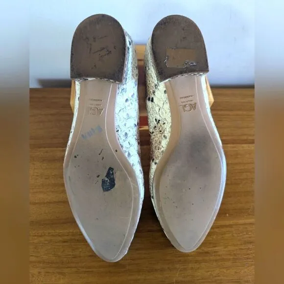AGL Embossed Venetian Snakeskin Leather Flats 6/36 Rock Glam Boho Preppy Chic