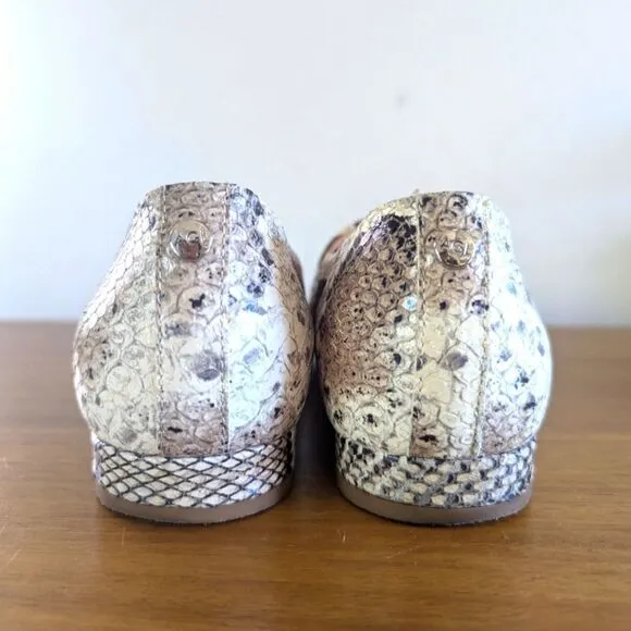 AGL Embossed Venetian Snakeskin Leather Flats 6/36 Rock Glam Boho Preppy Chic