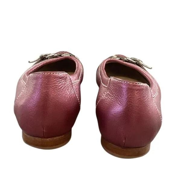 AGL Monika Cap Toe Ballet Flat 39.5 US 9.5 Purple Pink Python Leather Old Money