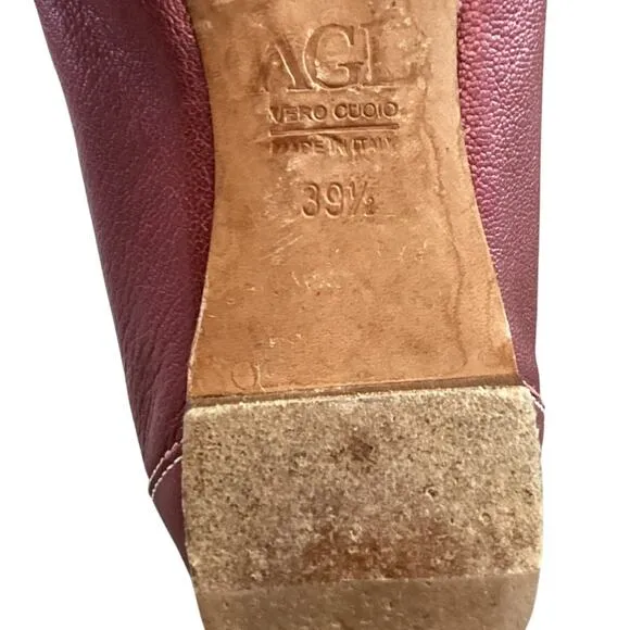 AGL Monika Cap Toe Ballet Flat 39.5 US 9.5 Purple Pink Python Leather Old Money
