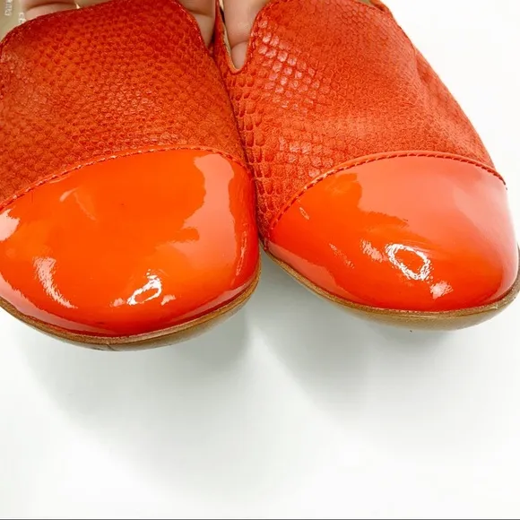 AGL Snakeskin Patent Cap Toe Orange Red Flats 36
