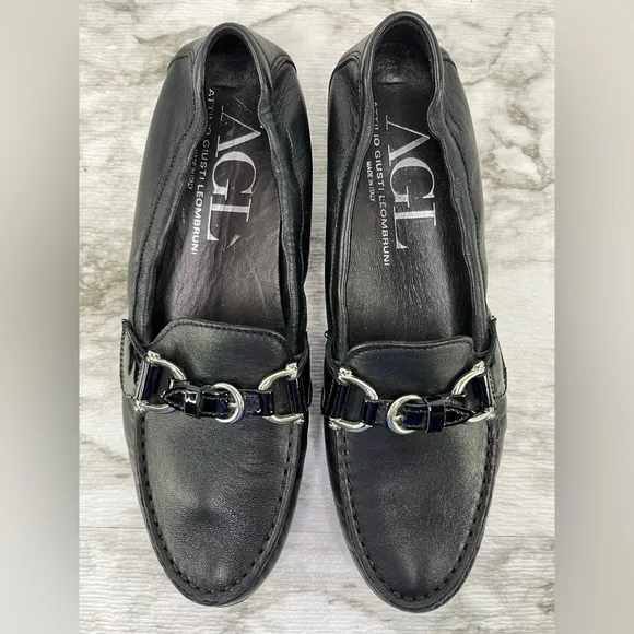 AGL Womens Black Nappa Leather Moccasin Loafer Flat EUR 39.5 US 9.5 Shoes
