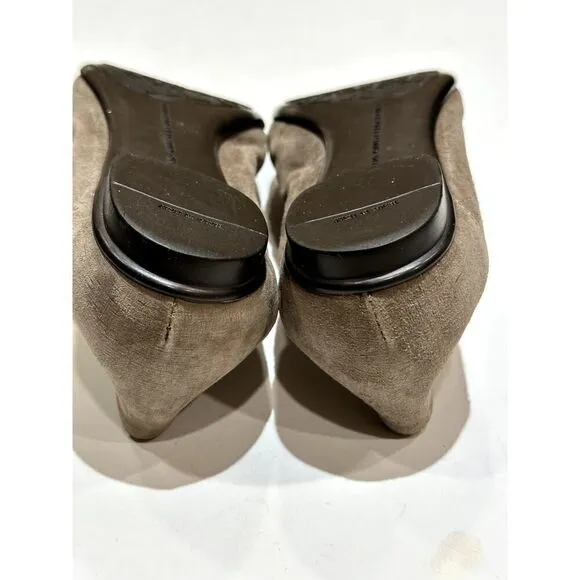 AGL Women's Reptile Print Suede Leather Ballet Flats Taupe Size 37