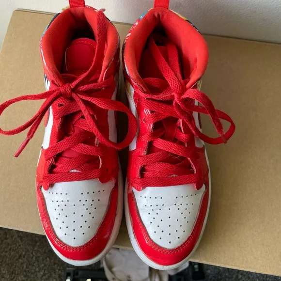 Air Jordan 1 Mid SE GS Red Sneakers Kids Size 2Y