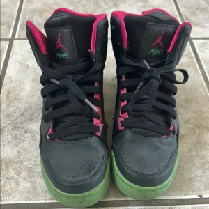 Air Jordan Black, Green and Pink  High-Top Sneakers