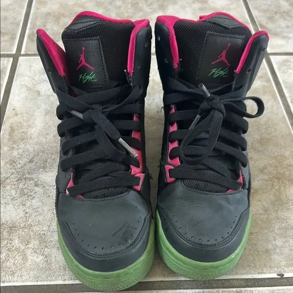 Air Jordan Black, Green and Pink  High-Top Sneakers