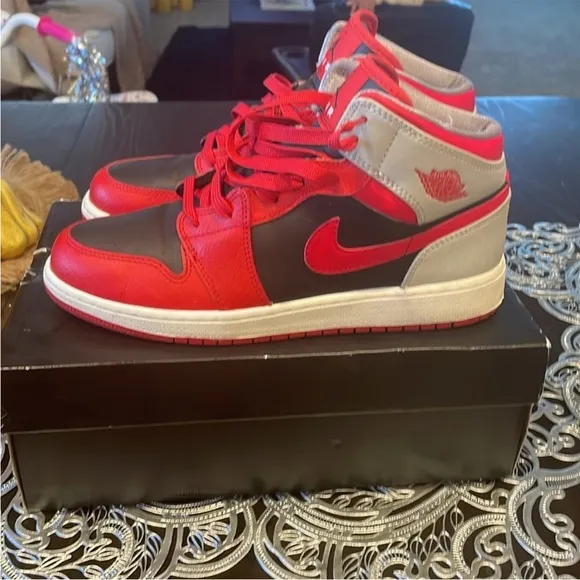 Air Jordan High-Top Sneakers Red and Gray