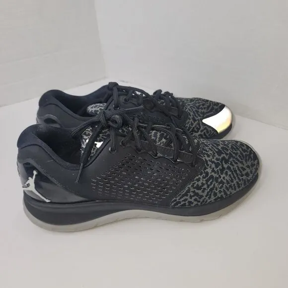 Air Jordan Trainer Flight Runner Black White Wolf Grey Print‎ Men's Sneakers