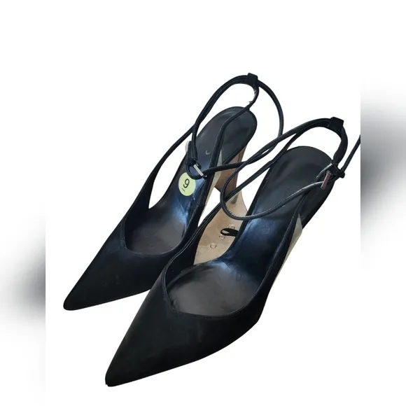 ALDO black &amp; clear vinyl block heels, slingback sandals, size 9