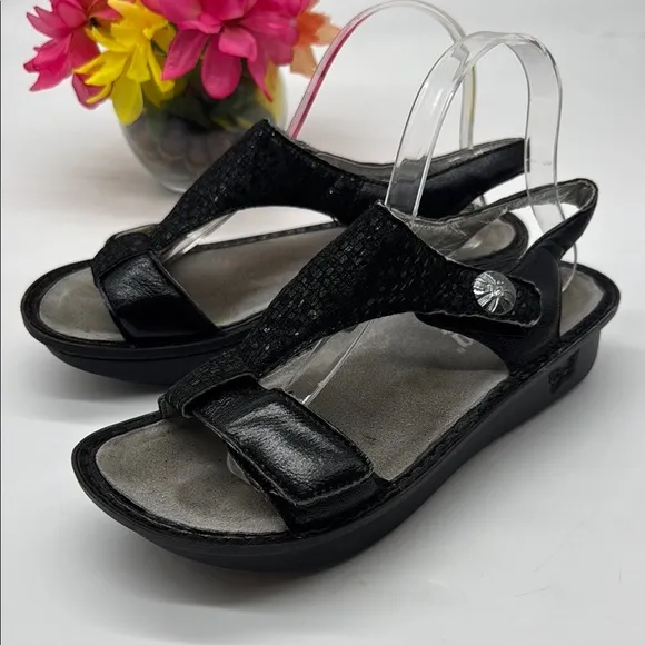 Alegria Black Slingback Sandals with Cushioned Footbed Size 39 ALE7906