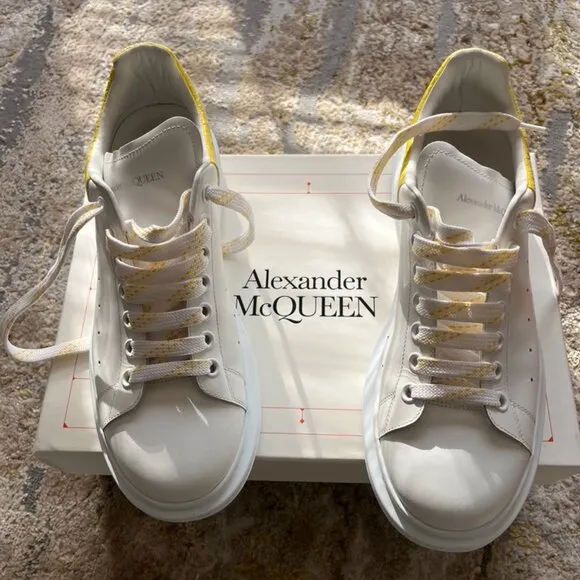 ALEXANDER McQUEEN LARRY OVERSIZED SNEAKERS OCHRE CROC WHITE DAWN size 10.5