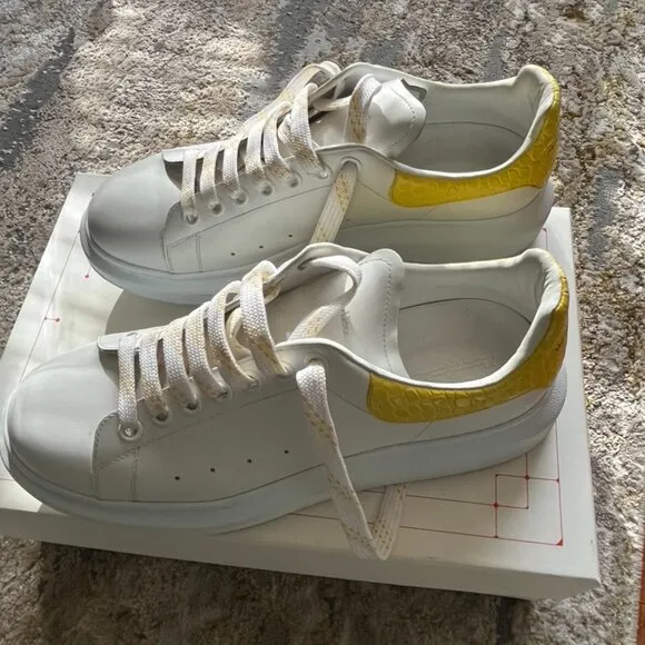 ALEXANDER McQUEEN LARRY OVERSIZED SNEAKERS OCHRE CROC WHITE DAWN size 10.5