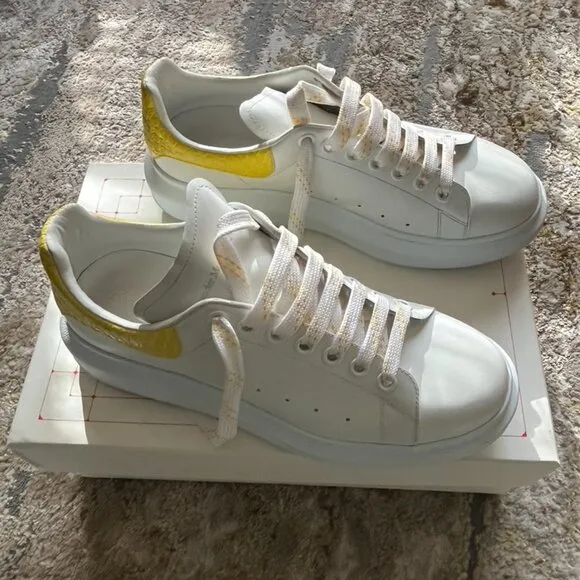 ALEXANDER McQUEEN LARRY OVERSIZED SNEAKERS OCHRE CROC WHITE DAWN size 10.5