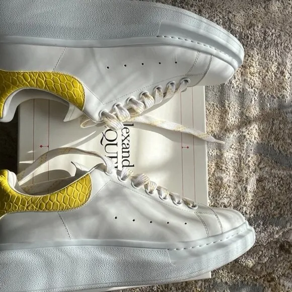ALEXANDER McQUEEN LARRY OVERSIZED SNEAKERS OCHRE CROC WHITE DAWN size 10.5