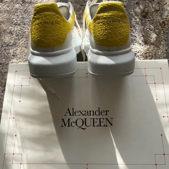 ALEXANDER McQUEEN LARRY OVERSIZED SNEAKERS OCHRE CROC WHITE DAWN size 10.5