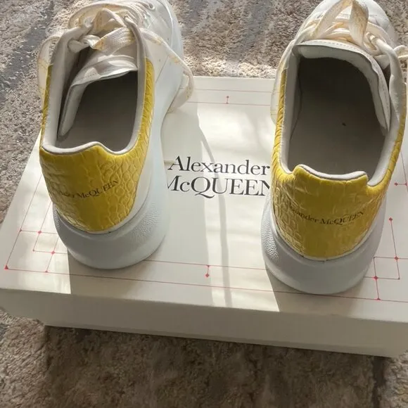 ALEXANDER McQUEEN LARRY OVERSIZED SNEAKERS OCHRE CROC WHITE DAWN size 10.5