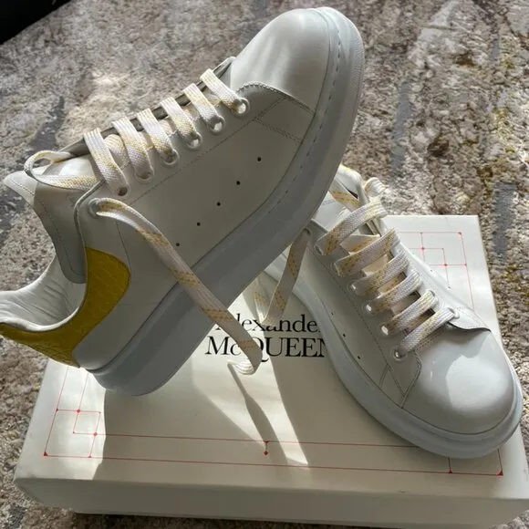 ALEXANDER McQUEEN LARRY OVERSIZED SNEAKERS OCHRE CROC WHITE DAWN size 10.5