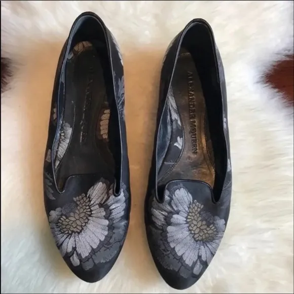 Alexander McQueen Silk Smoking Loafer Flats