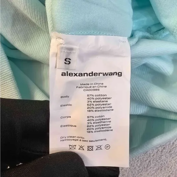 Alexander Wang.T - Light Blue Logo Waistband Shorts - S | Retail Price: $245