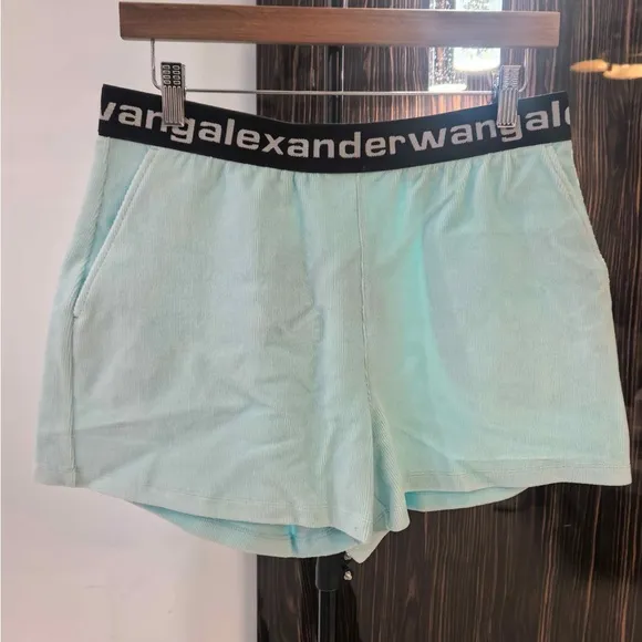 Alexander Wang.T - Light Blue Logo Waistband Shorts - S | Retail Price: $245