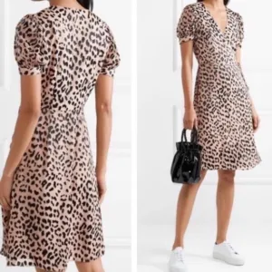 ALICE AND OLIVIA Leopard Cheetah Animal Print Silk Wrap Dress