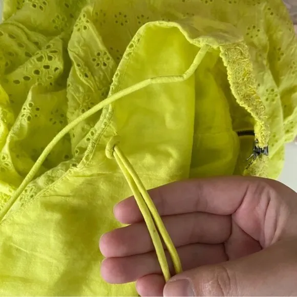 Alice   Olivia Fae Eyelet Sleeveless Mini Dress Lemon Sorbet Yellow New Plus 14