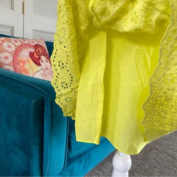 Alice   Olivia Fae Eyelet Sleeveless Mini Dress Lemon Sorbet Yellow New Plus 14