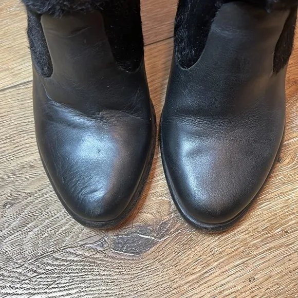 All Saints Black Hessian Pony Hair Two Tone Ankle Boots Size 36/6