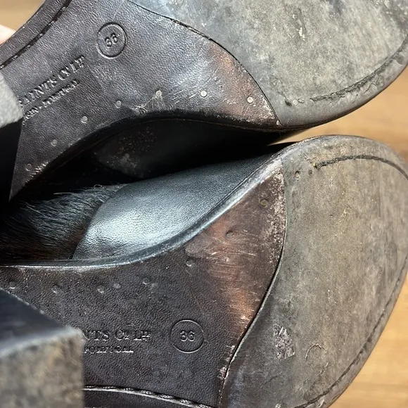 All Saints Black Hessian Pony Hair Two Tone Ankle Boots Size 36/6