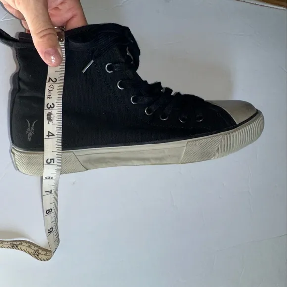 All Saints Unisex Black Rigg Stamp Canvas High Top Sneakers Trainers- Size EU 41