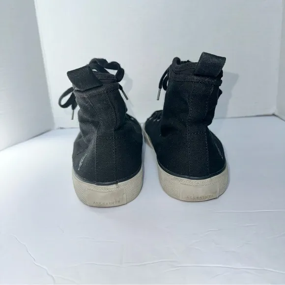 All Saints Unisex Black Rigg Stamp Canvas High Top Sneakers Trainers- Size EU 41