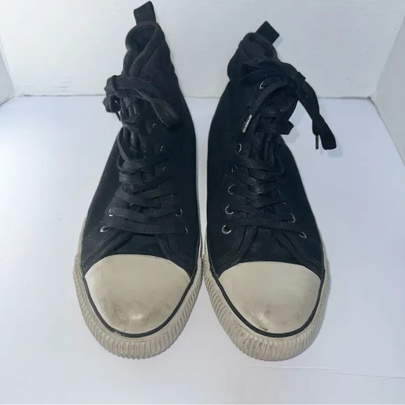 All Saints Unisex Black Rigg Stamp Canvas High Top Sneakers Trainers- Size EU 41