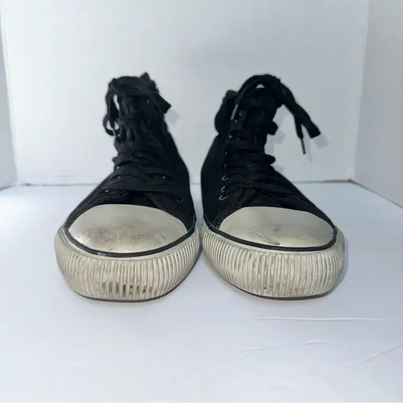 All Saints Unisex Black Rigg Stamp Canvas High Top Sneakers Trainers- Size EU 41