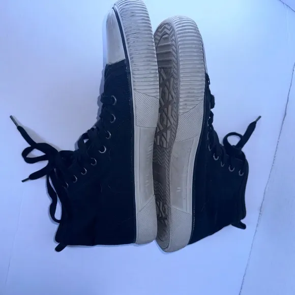 All Saints Unisex Black Rigg Stamp Canvas High Top Sneakers Trainers- Size EU 41