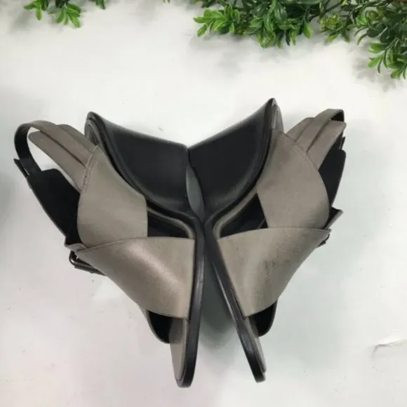 All Saints Women’s Gray Slingback Wedge Sandals Size US 6 EU 37 Brand New