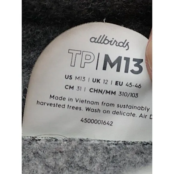 Allbirds Mens Sneakers Gray Size 13M Sustainable Comfort