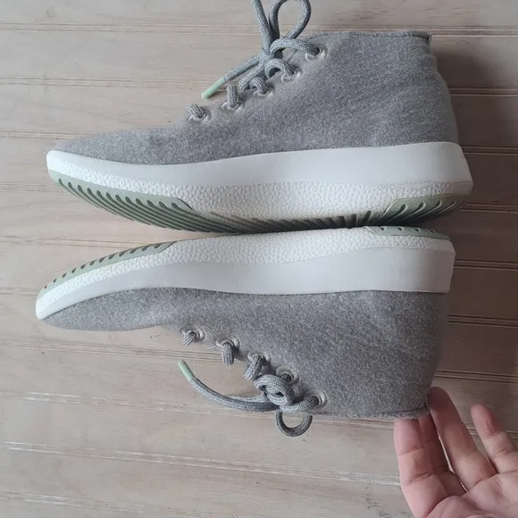 Allbirds Runner-Up Mizzels Hi-Top Merino Wool Sneakers Grey Mint Water Resistant