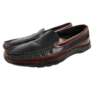 Allen Edmonds Boulder Venetian Driving Loafer Black Brown Two Tone Mens Size 12