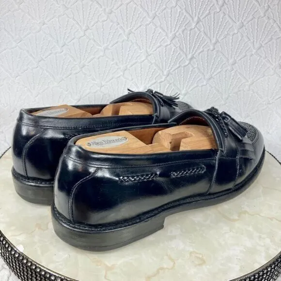 Allen Edmonds Cody Shoes Mens Sz 10.5 Black Leather Woven Tassel Slip-On Loafers