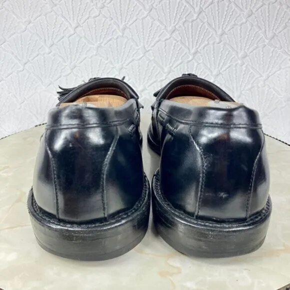 Allen Edmonds Cody Shoes Mens Sz 10.5 Black Leather Woven Tassel Slip-On Loafers