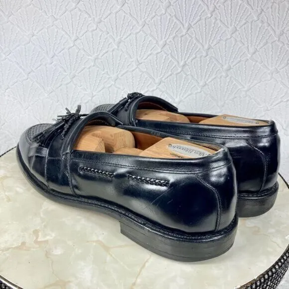 Allen Edmonds Cody Shoes Mens Sz 10.5 Black Leather Woven Tassel Slip-On Loafers