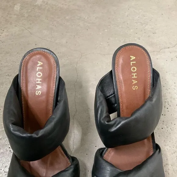 Alohas Black Twist Strap Heeled Sandals