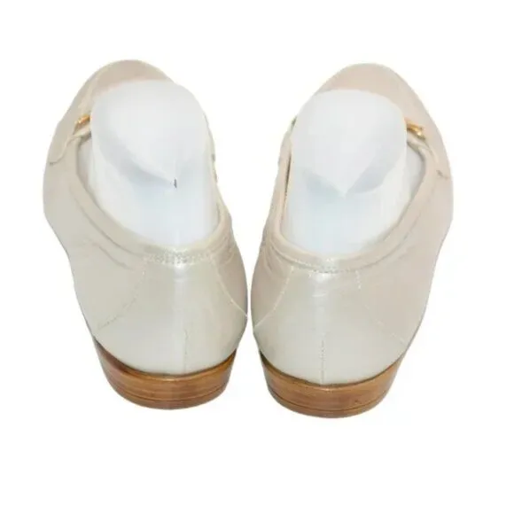 Amalfi Pearl Cream Bisque Ivory Neutral Minimalist Leather Flats Loafers 7.5